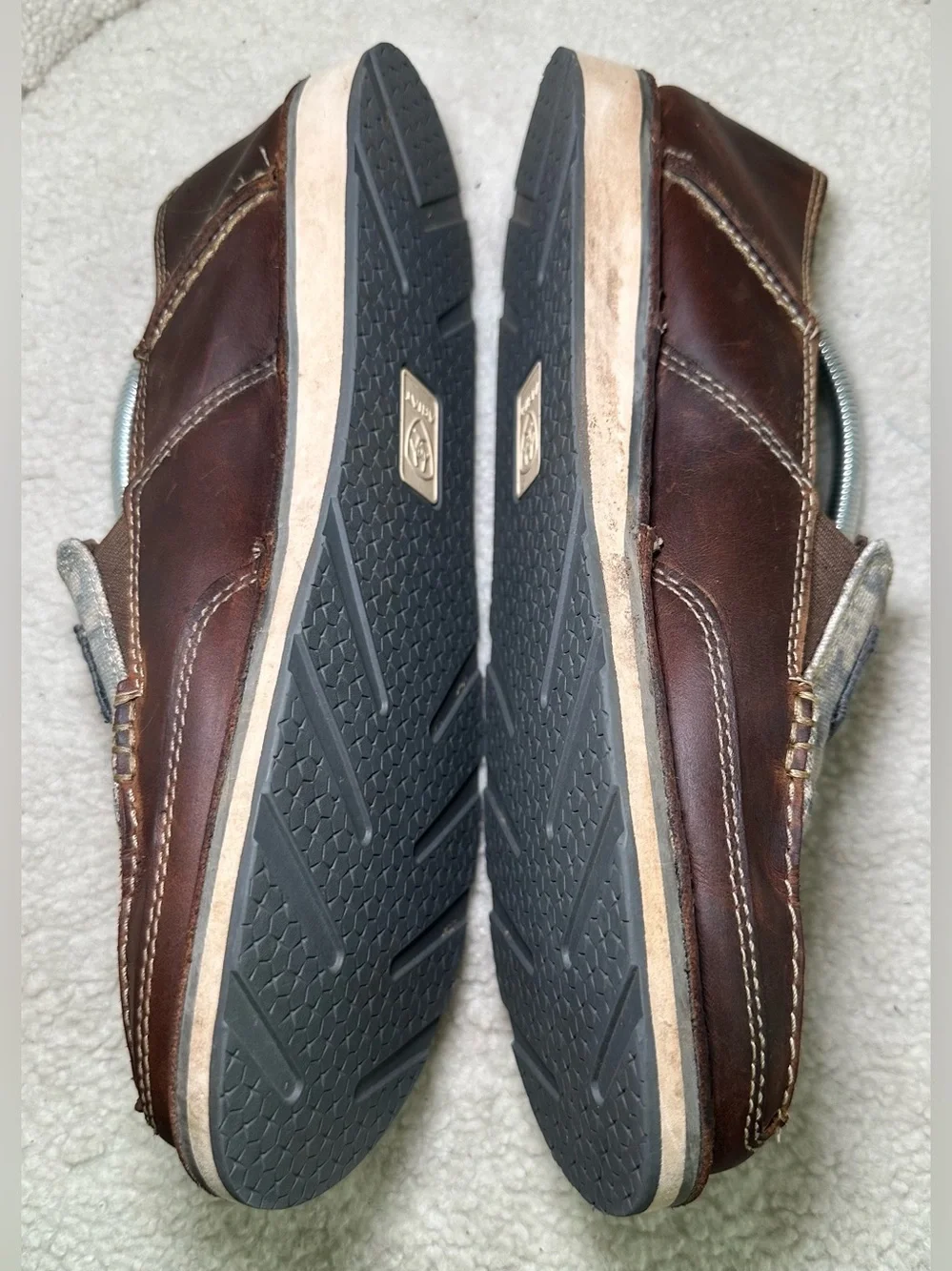 Ariat Cruiser Brown Leather Camo American Flag Slip On Loafers Comfortable 9.5
